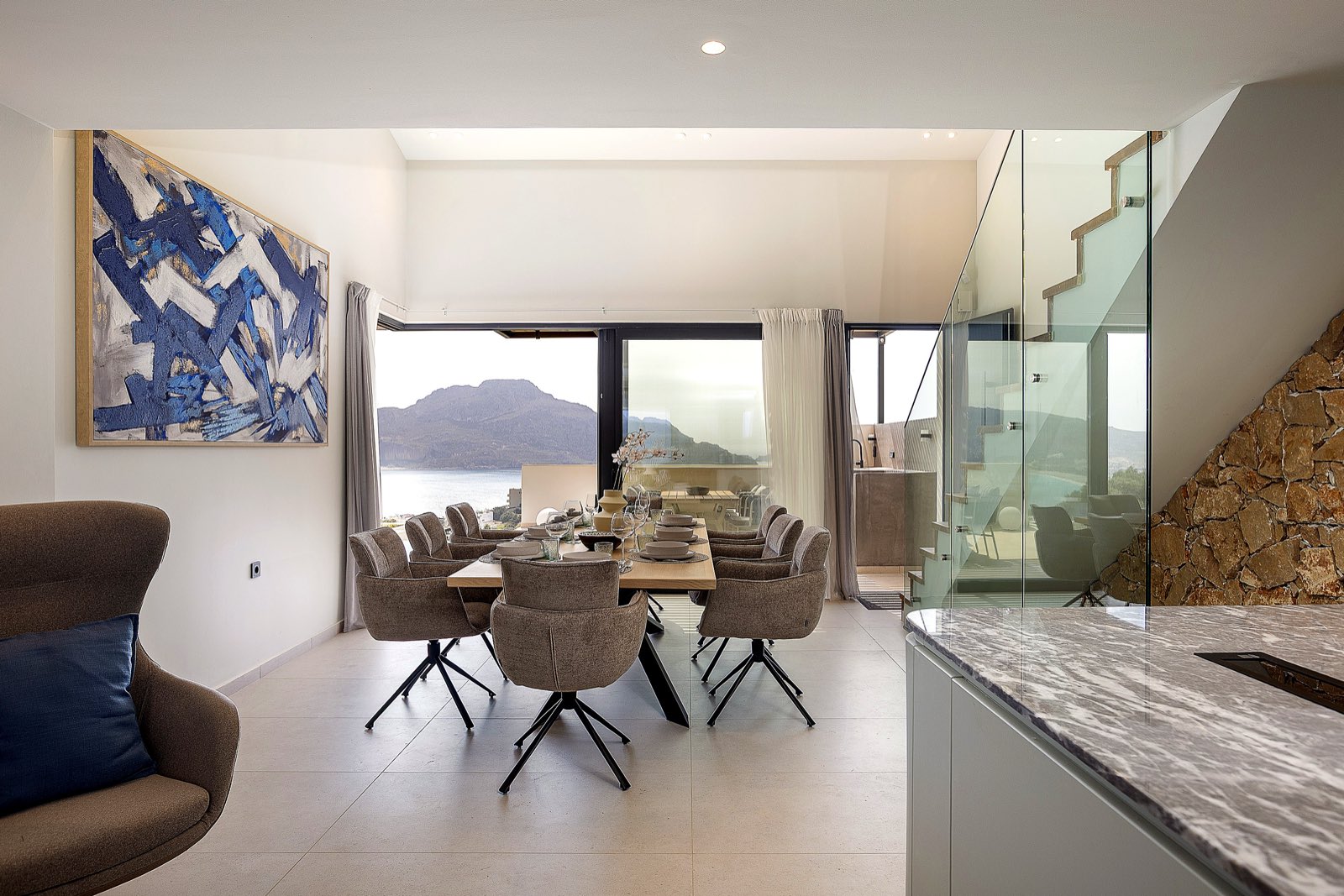 Living area opening onto the pool terrace