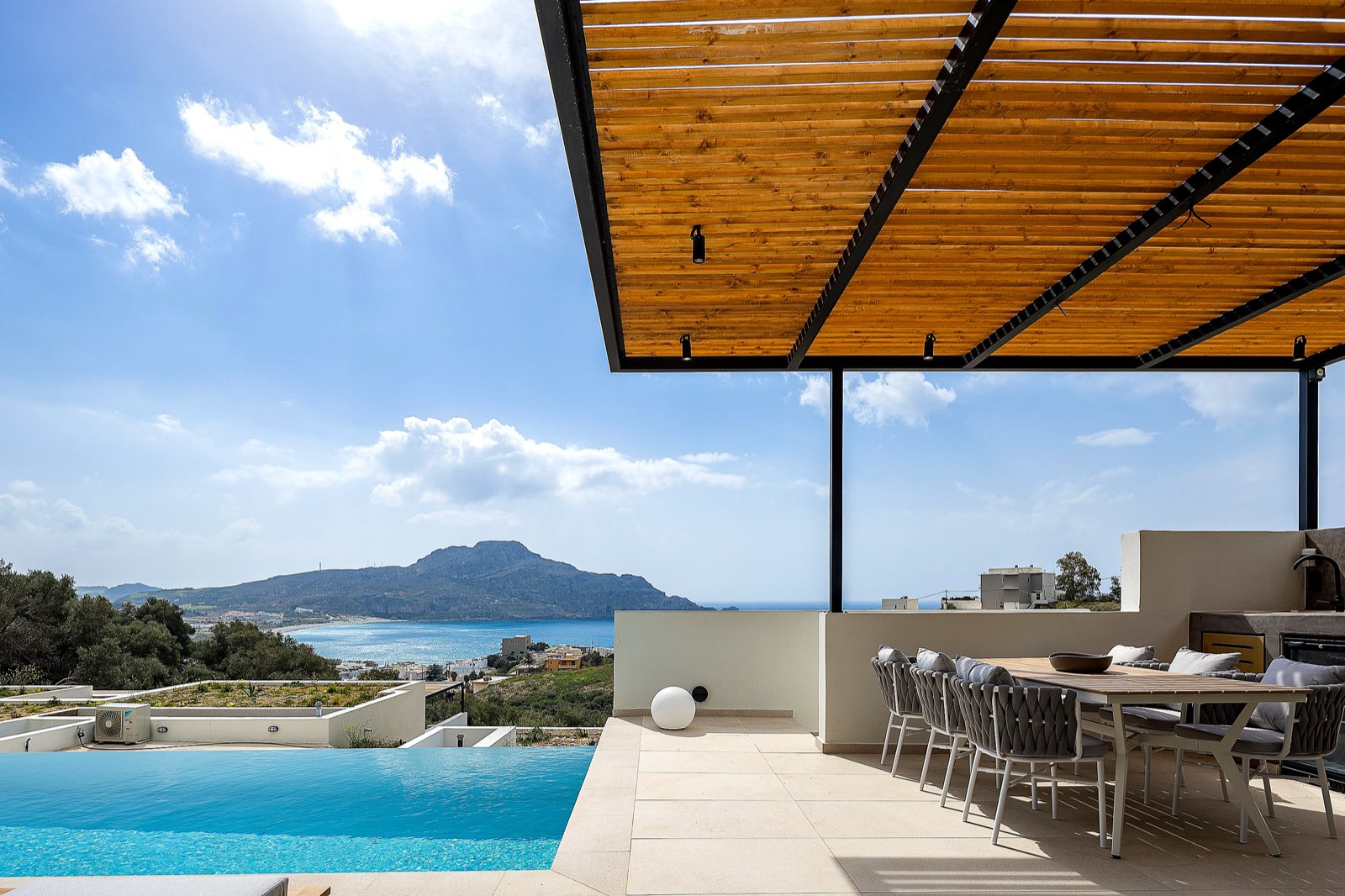 Shaded terrace dining